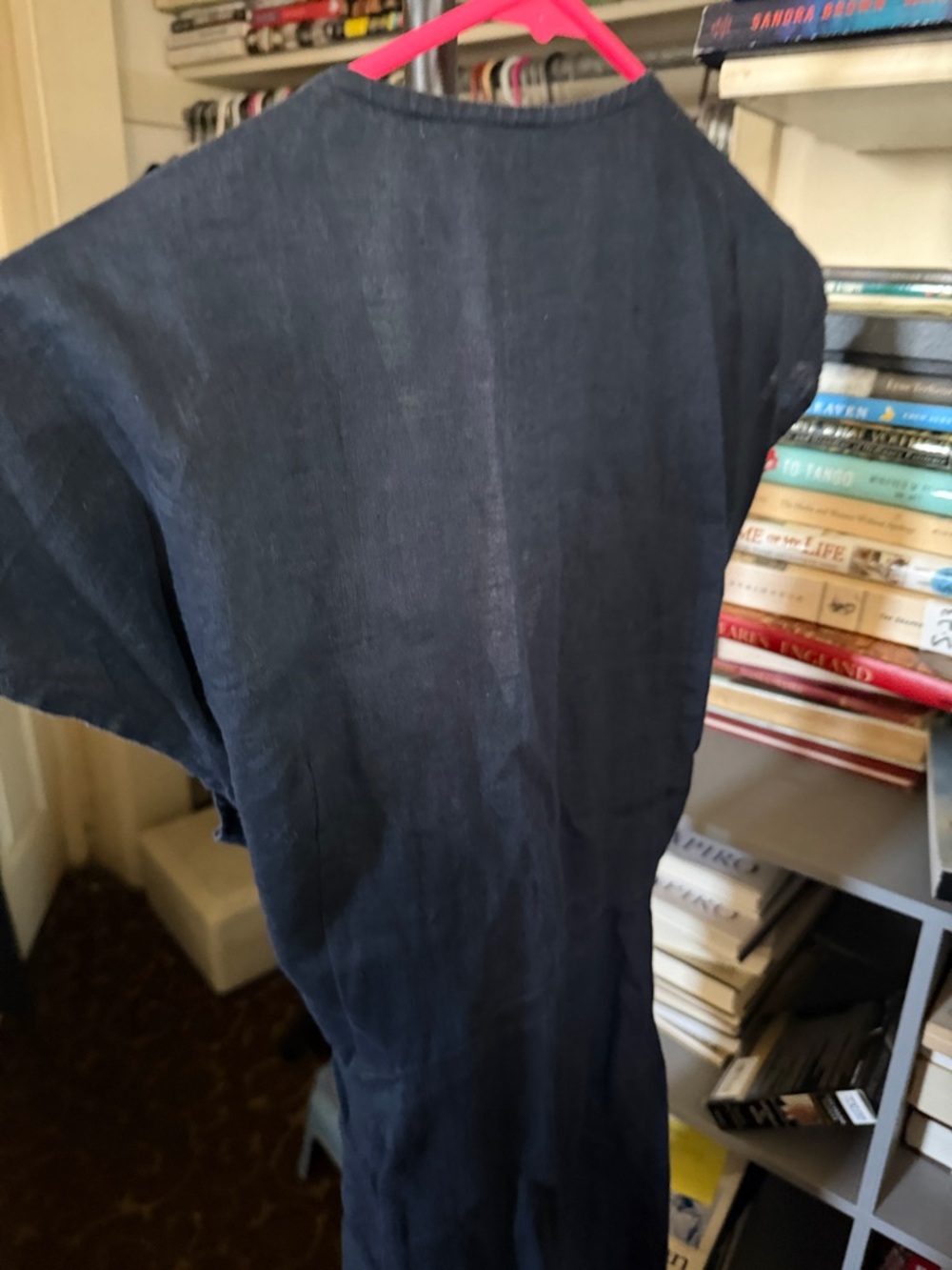 Navy Tie-Waist Linen Blend Duster - Picture 4 of 4